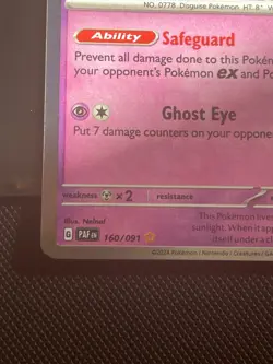 Pokemon Mimikyu TCG Paldean Fates 160/091 Baby Shiny Holo Rare - Image 2