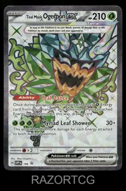 TEAL MASK OGERPON EX 166 HOLO ULTRA RARE SCARLET & VIOLET PROMO POKEMON NM/M - Image 1