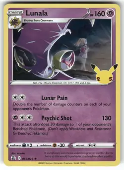POKEMON LUNALA 015/025 HOLO RARE CELEBRATIONS HOLO NM - Image 1
