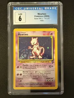 Mewtwo Pokemon (2000) Base Set 2 10/130 Holo Rare CGC 6 Graded TCG - Image 3
