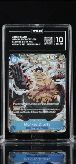 MONKEY.D.LUFFY ONE PIECE #OP11-058 CARRYING ON HIS WILL ALT ART - TAG 10 - Image 1
