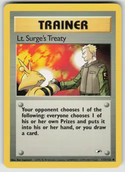 Lt. Surge's Treaty 112/132 Uncommon Gym Heroes Pokemon Unlimited Lightly Played - Image 1