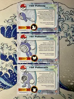 Poliwag #60 Poliwhirl #61 Poliwrath #62 Pokemon Topps Blue Logo Pack Fresh NM✨ - Image 2
