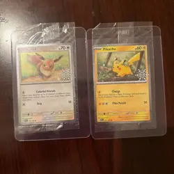 Pokemon TCG Holiday Calendar Pikachu 25/165 & Eevee 133/165 Snowflake Promo - Image 1