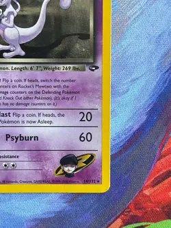 Rockets Mewtwo MP Holo Gym Challenge G2 Pokemon TCG Card 1998 - Image 5