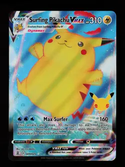 Surfing Pikachu VMAX 009/025 Holo VMAX Rare Celebrations Pokemon Cards - Image 1