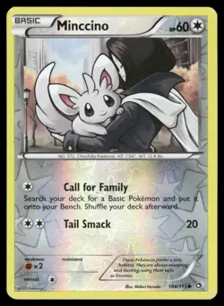2013 Pokemon Minccino Common Legendary Treasures 104/113 Reverse Holo DMG - Image 1