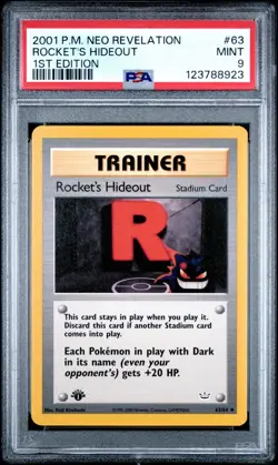 Pokemon Neo Revelation 1st Edition Rocket's Hideout 63/64 PSA 9 - Gengar - Image 1