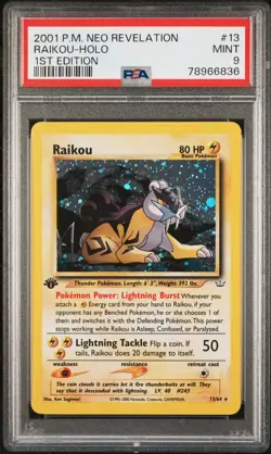 2001 Pokemon Neo Revelation Raikou Holo 1st Edition #13 PSA 9 - Image 1