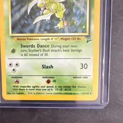 WOTC Pokemon TCG Scyther #17/130 Base Set 2 Holo Rare “ SWIRL”70 HP 2000 - Image 4