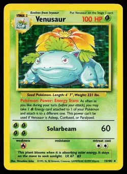 Venusaur 15/102 Holo Rare Base Set Unlimited Pokemon Card - Image 1