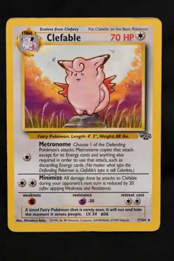 Clefable 17/64 MP Jungle Regular Rare Unlimited Pokemon TCG Card - Image 1