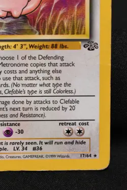 Clefable 17/64 MP Jungle Regular Rare Unlimited Pokemon TCG Card - Image 4