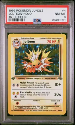 Pokemon Jungle Jolteon 1st Edition Holo PSA 8 4/64 English 1999 - Image 1
