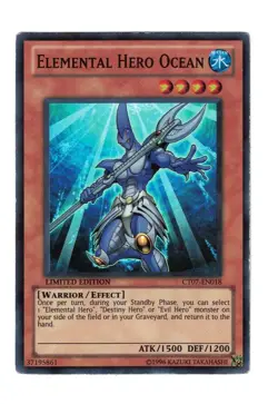 Yugioh- 1X Elemental Hero Ocean - Super - Limited - CT07-EN018 - Moderate Play - Image 1