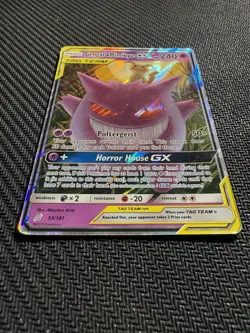 Pokemon TCG Gengar & Mimikyu GX Holo Ultra Rare Card 53/181 MP - Image 3