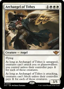 Archangel of Tithes 2 OTJ Thunder Junction Angel White Mythic Foil Tsiperk NM - Image 1