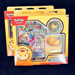 2x Pokemon Day 2026 Phantasmal Flames Blister Packs SEALED Pikachu Promo + Coin. - Image 1