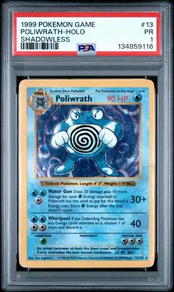 PSA 1 Shadowless Poliwrath Holo #13 Base Set 1999 Pokemon WoTC PR - Image 1
