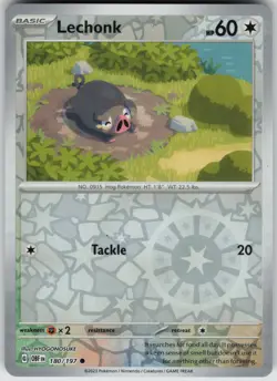 Lechonk 180/197 Reverse Holo SV03: Obsidian Flames Pokemon TCG - Image 1