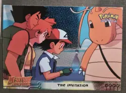 The Invitation #13 Topps Pokemon Mewtwo Strikes Black Logo Holo Foil RARE LP - Image 1