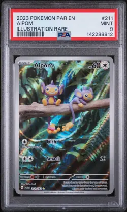 2023 POKEMON PAR EN-PARADOX RIFT ILLUSTRATION RARE #211 AIPOM PSA 9 - Image 1