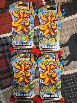 4 Packs Pokemon TCG Mega Evolution Chaos Rising Booster Pack English - Image 1