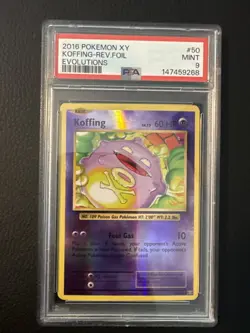 2016 Pokemon XY Evolutions Koffing Reverse Foil Holo #50 PSA 9 MINT - Image 1