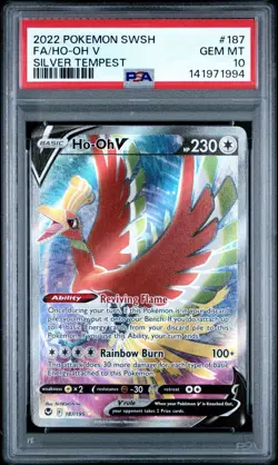 2022 POKEMON SWORD & SHIELD SILVER TEMPEST #187 FULL ART/HO-OH V PSA 10 - Image 1