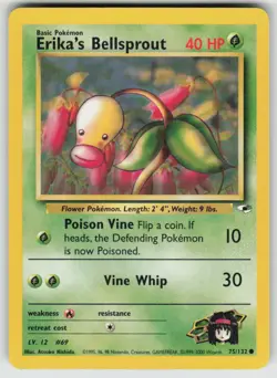 Erika's Bellsprout 75/132 Common Gym Heroes Pokemon Unlimited Lightly Played - Image 1