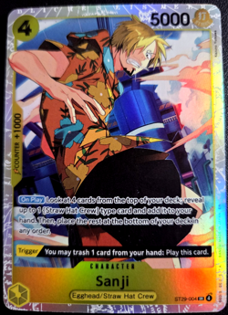 Sanji ST29-004 SR ONE PIECE Tcg Card Game NM YELLOW - Image 1