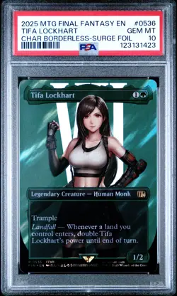 2025 MTG FINAL FANTASY CHARACTER BORDERLESS-SURGE FOIL TIFA LOCKHART PSA 10 - Image 1