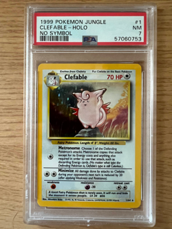 1999 POKEMON JUNGLE NO SYMBOL #1 CLEFABLE-HOLO PSA 7 - Image 1