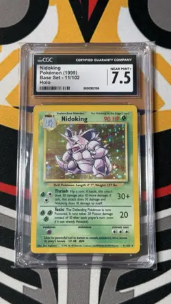CGC 7.5 - Pokemon Nidoking 11/102 WotC Base Set Unlimited Holo Rare - Image 1