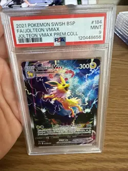 Pokemon TCG 2021 SWSH BSP FA/Jolteon VMAX Premium Gold #184 PSA 9 Mint - Image 1