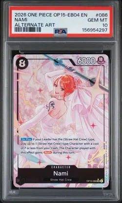 2026 ONE PIECE ENGLISH OP15/EB04-ADVENTURE ON KAMI'S ISLAND #086 NAMI PSA 10 ALT - Image 1