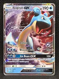 Lapras GX 35/149 Ultra Rare Full Art Sun & Moon Base Set 2017 Pokemon Card - Image 1