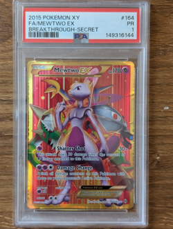 2015 Pokemon XY Breakthrough PSA 1 Mewtwo EX #165 Holo Full Art Secret Rare - Image 1