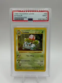 1999 POKEMON BASE SET SHADOWLESS #30 IVYSAUR PSA 9 - Image 1