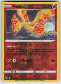MOLTRES 012/078 HOLO RARE POKEMON GO POKEMON REVERSE HOLO NEAR MINT - Image 1
