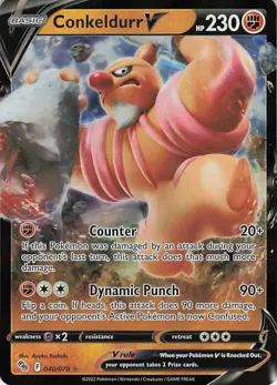 Conkeldurr V Holo Ultra Rare Pokemon GO 040/078 NM - Image 1
