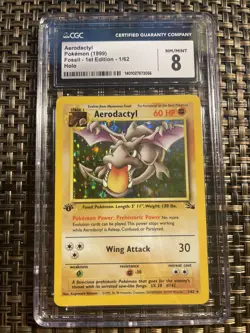 1999 1st Edition Fossil Aerodactyl Holo. CGC Grade 8 - English Pokemon TCG - Image 1