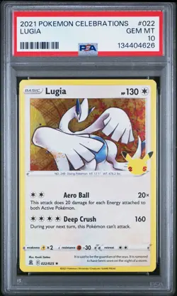 2021 POKEMON CELEBRATIONS #022 LUGIA PSA 10 - Image 1