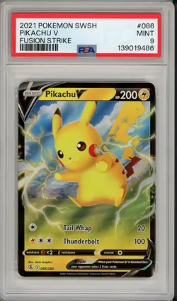 2021 Pokemon SWSH Fusion Strike Pikachu V #086 PSA 9 - Image 1