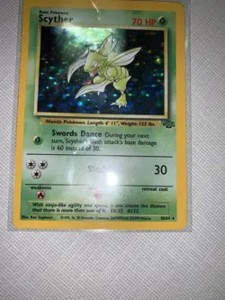 Pokemon TCG Scyther Jungle 10/64 Holo Unlimited Holo Rare Very LP - Image 3