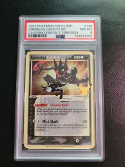 Pokemon TCG Greninja Gold Star SWSH144 Celebrations ETB Black Star Promo PSA 8 - Image 1