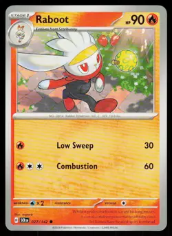 Raboot 27/142 Common Stellar Crown Pokemon Lightly Played - Image 1