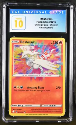 Reshiram Pristine 10 - Shining Fates 017/072 - CGC 10 Amazing Rare Holo Pokemon - Image 1