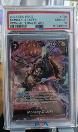 2023 ONE PIECE OP04-KINGDOMS OF INTRIGUE ALTERNATE ART MONKEY D. LUFFY PSA 10 - Image 1