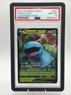 Pokemon TCG Venusaur v Champion's Path Holo Ultra Rare Card 001/073 PSA 10 - Image 1